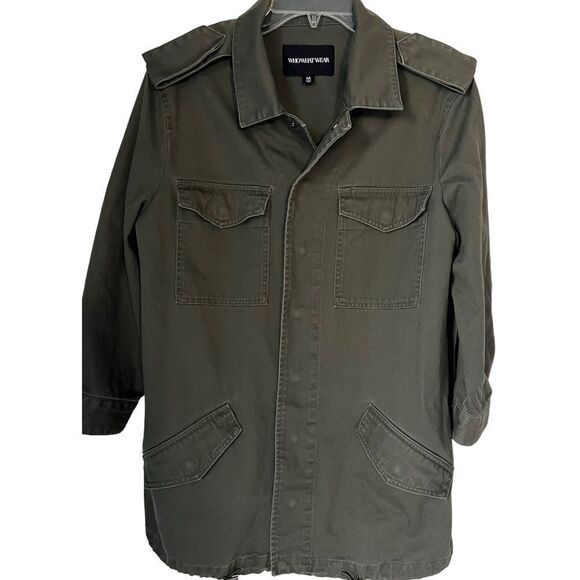 WHO WHAT WEAR Oversized Military Canvas 100% Cotton Jacket M - Picture 3 of 12